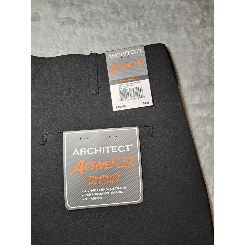 Architect Active Flex Walk Shorts Black Men's 34W Comfort Waist Golf Preppy